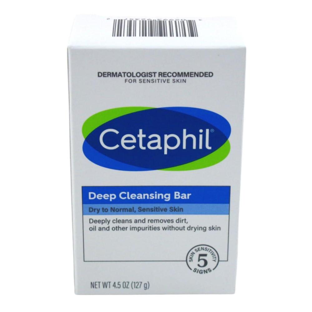 Cetaphil Bar Soap, Deep Cleansing Face and Body Bar, Pack of 6, For Dry to Normal, Sensitive Skin, Soap Free, Hypoallergenic, Paraben Free, Fragrance Free, Removes Makeup, Dirt and Oil(Deep Cleansing Pack of 6)