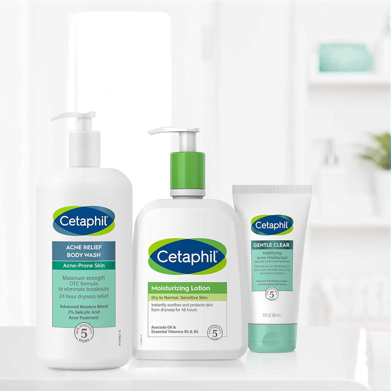 Cetaphil Body Wash, Acne Relief Body Wash with 2% Salicylic Acid to Eliminate Breakouts, Gently Exfoliates and Provides 24Hr Dryness Relief, 20 oz