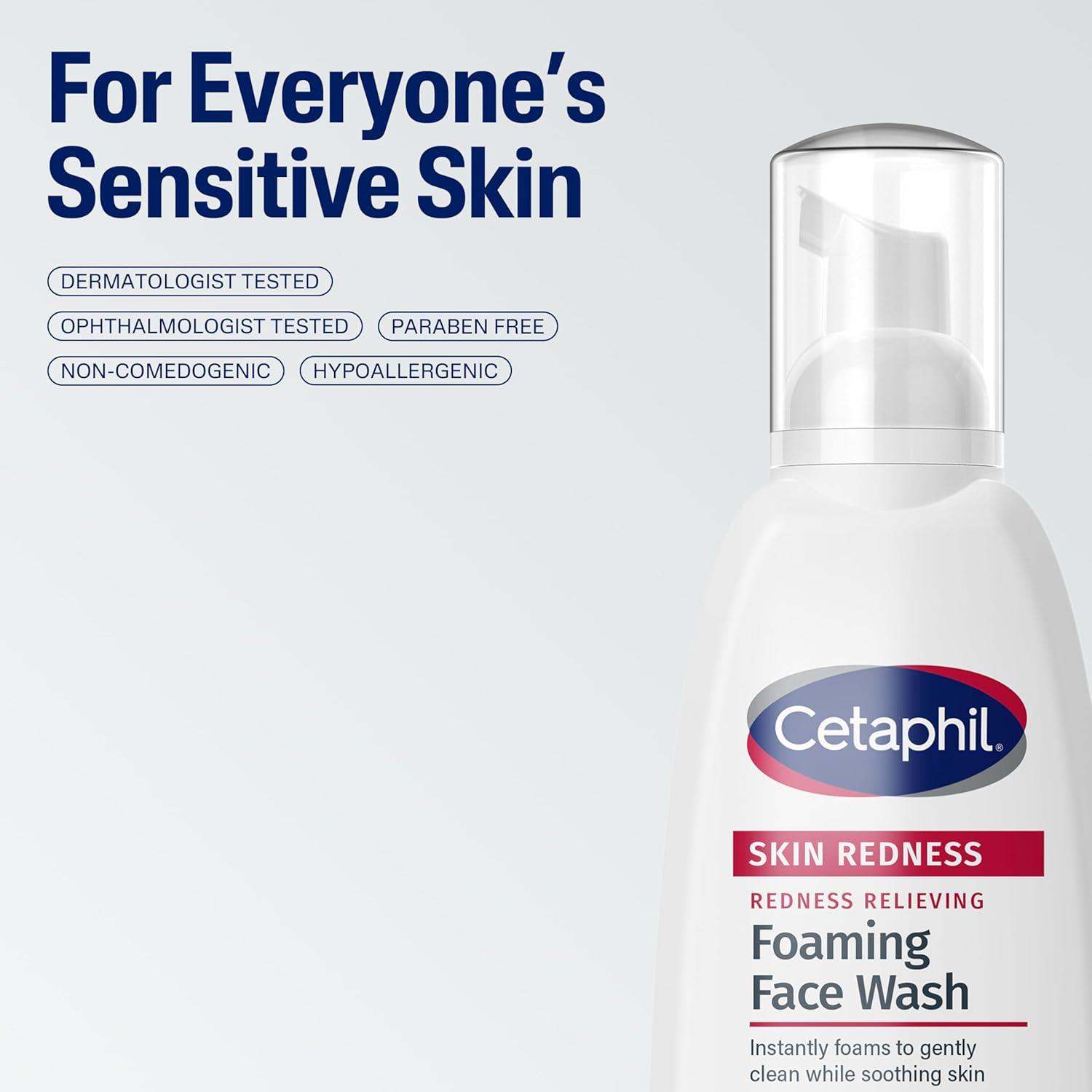 Cetaphil Redness Relieving Foaming Face Wash For Sensitive Skin, 8 Fl Oz, Gently Cleanses & Calms Sensitive Skin Without Over Drying, (Packaging May Vary)