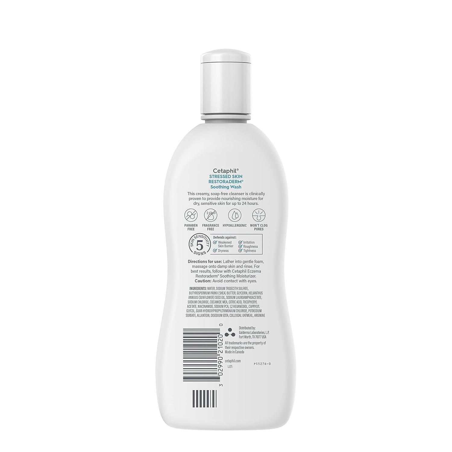 Cetaphil RESTORADERM Soothing Wash, 10 fl oz, Soothes Dry, Stressed Skin, Hypoallergenic, Soap & Paraben Free, National Eczema Association Endorsed