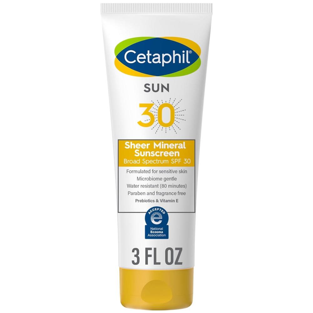Cetaphil Sheer Mineral Sunscreen Stick for Face & Body, 0.5oz, 100% UVA/UVB Mineral Sunscreen: Zinc Oxide & Titanium Dioxide, Broad Spectrum SPF 50, For Sensitive Skin(SPF 30 Lotion)