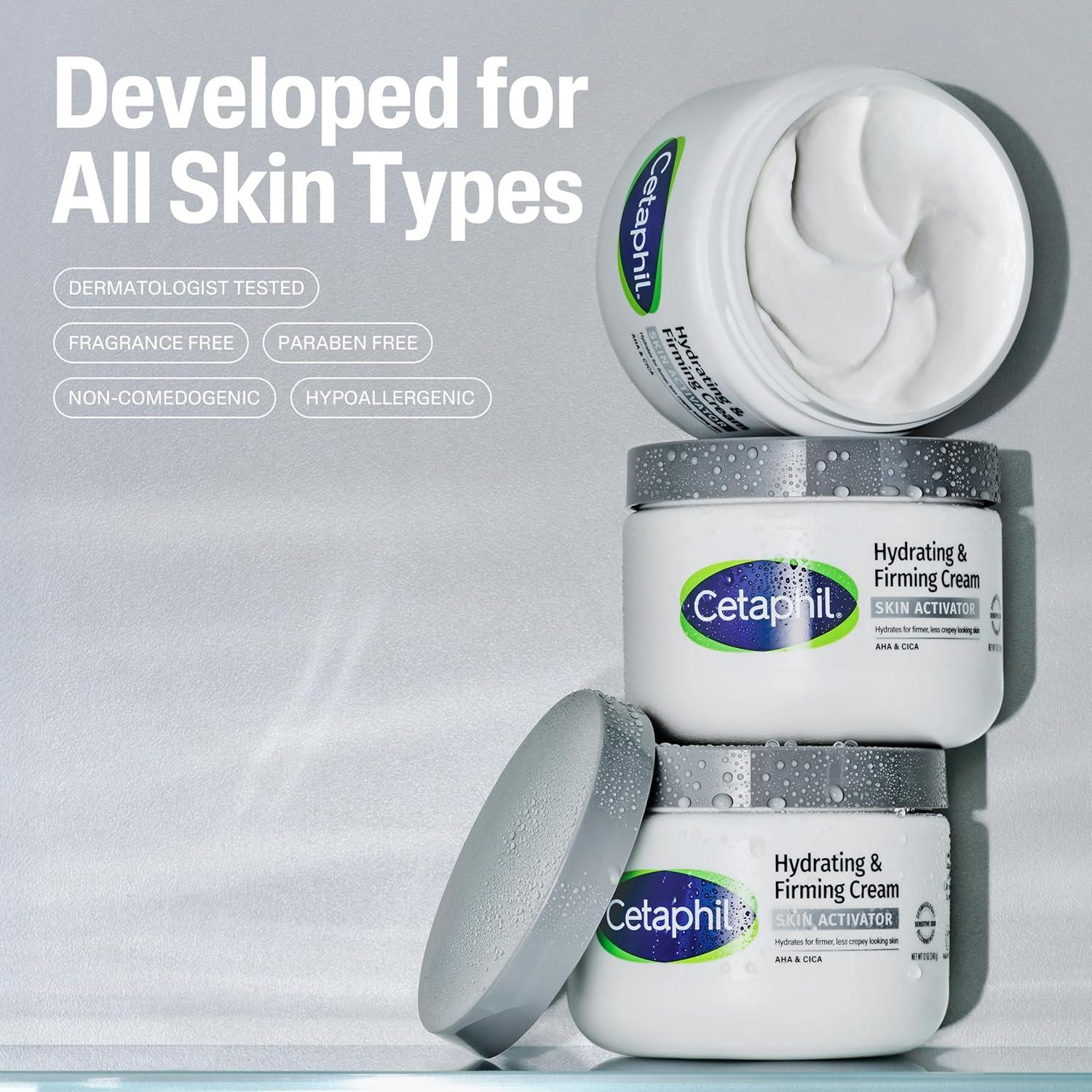 Cetaphil Skin Activator Hydrating & Firming Body Cream 12oz, Mandelic Acid (AHA) and Centella Asiatica (CICA) Cream, Hydrates and Firms Aging Skin, Anti-Aging Skincare, 12 oz(12 Ounce (Pack of 2))