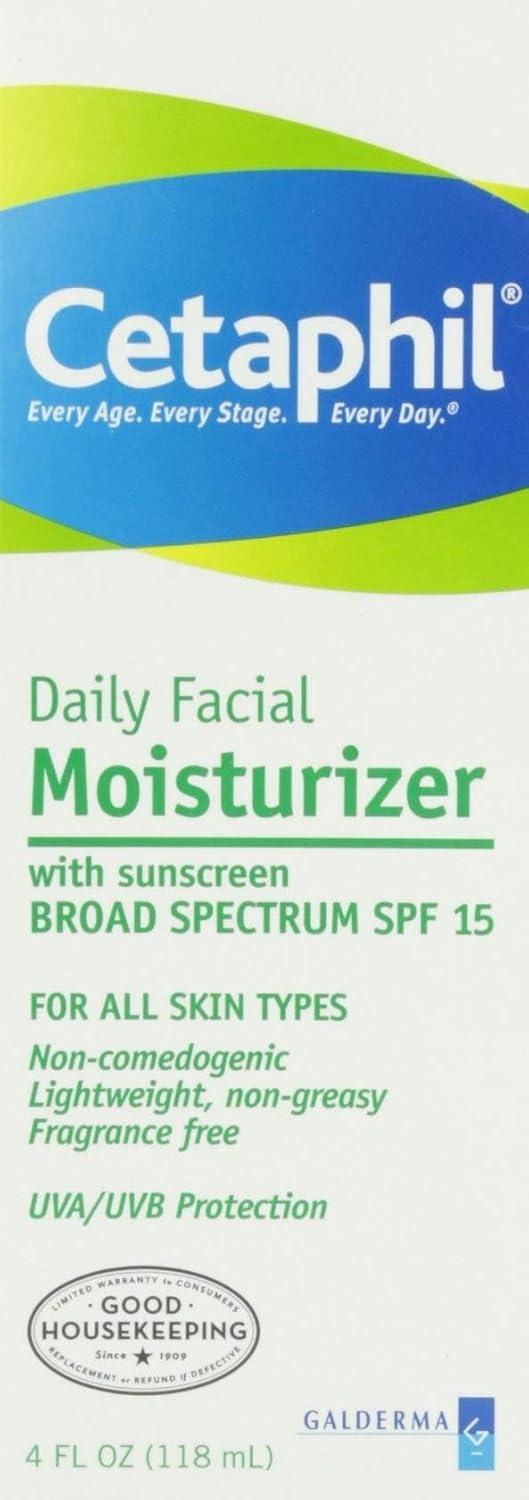 Cetaphil Daily Facial Moisturizer SPF 15, 4 Fl Oz, Gentle Facial Moisturizer for Dry to Normal Skin Types, No Added Fragrance, Pack of 2, (Packaging May Vary)(4 Fl Oz (Pack of 4))