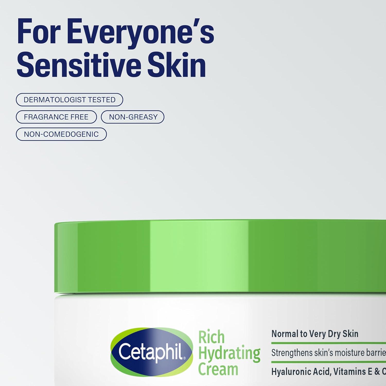 CETAPHIL Rich Hydrating Night Cream For Face, With Hyaluronic Acid, 1.7 oz, Moisturizing Cream For Dry To Very Dry Skin, No Added Fragrance, (Packaging May Vary)(1.7 Ounce (Pack of 1))
