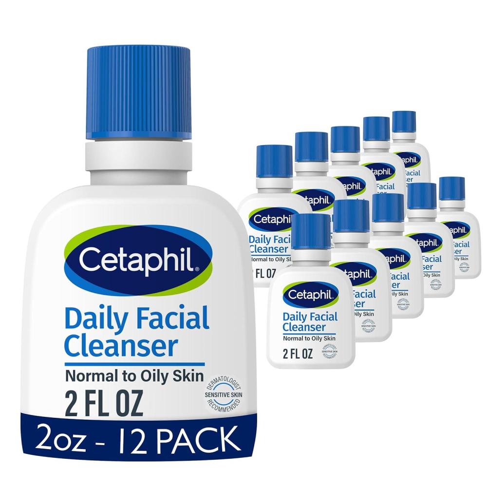 Cetaphil Face Wash, Daily Facial Cleanser for Sensitive, Combination to Oily Skin, 20 oz, Gentle Foaming, Soap Free, Hypoallergenic(2 oz (Pack of 12))