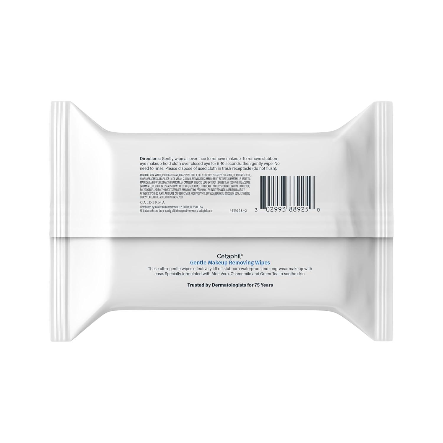 Cetaphil Gentle Makeup Removing Face Wipes, Daily Cleansing Facial Towelettes Gently Remove Makeup, Fragrance and Alcohol Free, 25 Count(25 Count (Pack of 1))