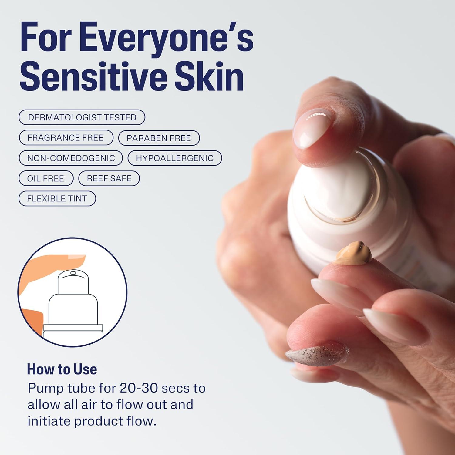 CETAPHIL Everyday Sunscreen Tinted Lotion for Face, 1.7 fl oz, 100% Mineral UVA/UVB Filters: Titanium Dioxide & Zinc Oxide, SPF 40, For Sensitive Skin(1.7 Fl Oz (Pack of 1))