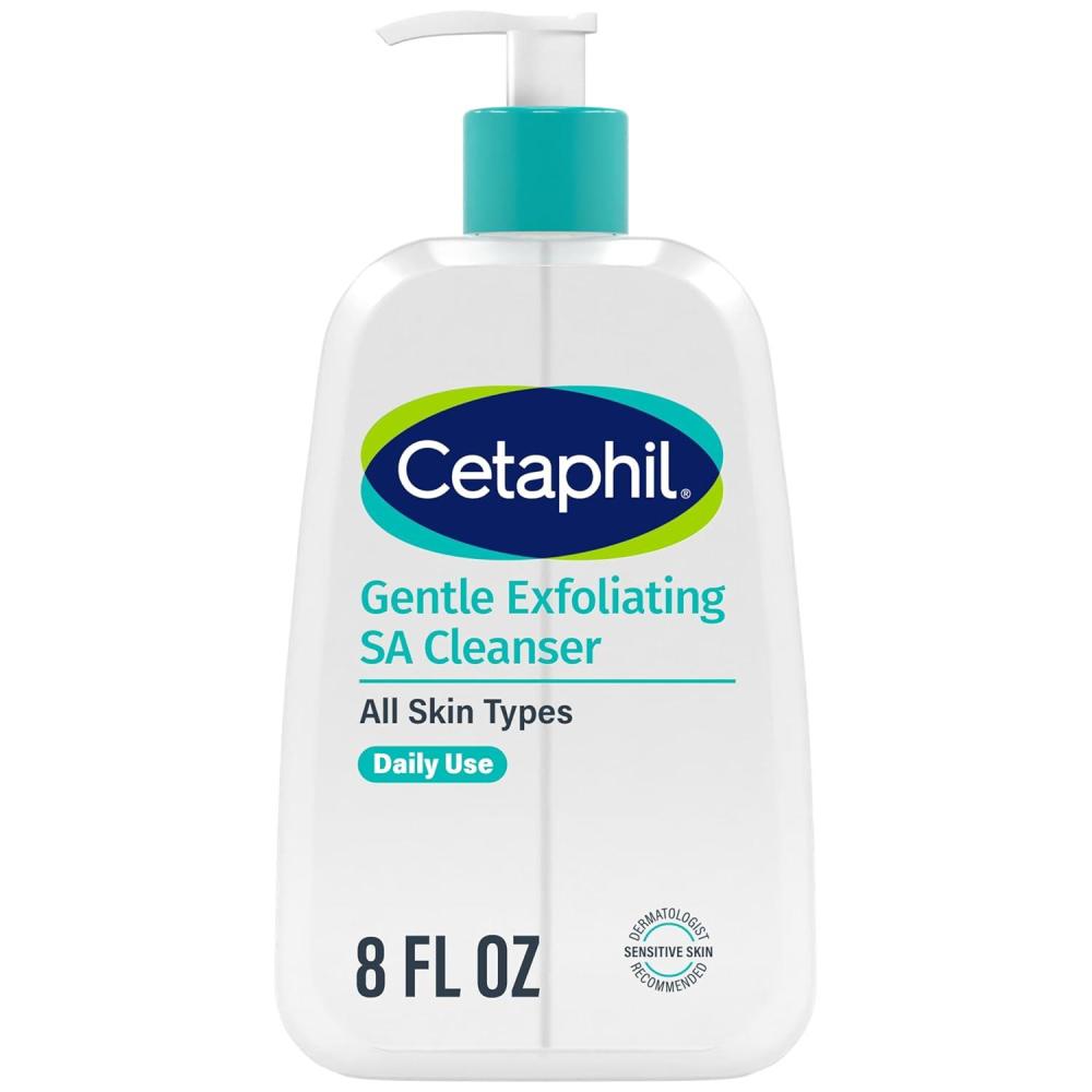 Cetaphil Gentle Exfoliating SA Cleanser, Foaming Gel Cleanser for All Skin Types, 8 Oz Pump Bottle, Salicylic Acid, Mandelic Acid & Gluconolactone, Gently Exfoliates, Dermatologist Recommended Brand(Unscented)