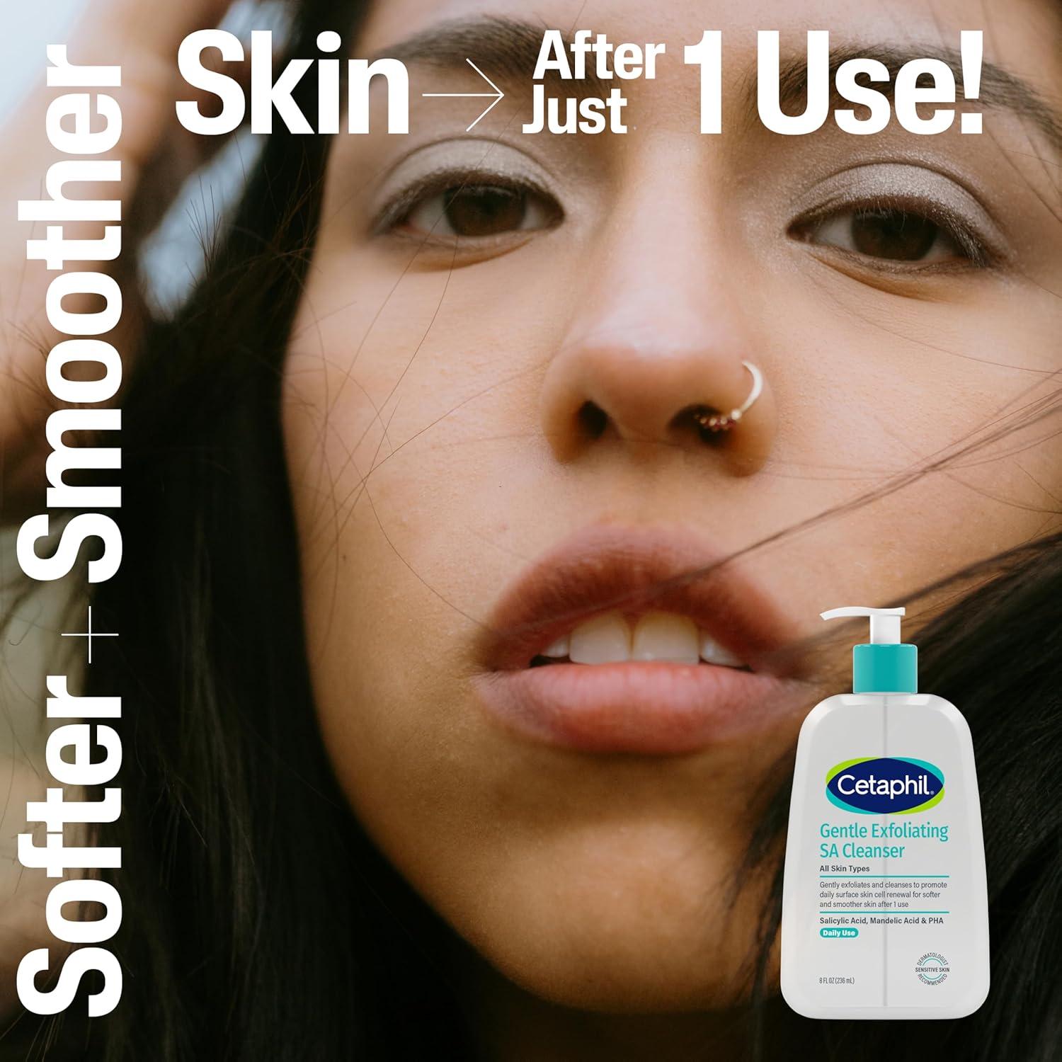 Cetaphil Gentle Exfoliating SA Cleanser, Foaming Gel Cleanser for All Skin Types, 8 Oz Pump Bottle, Salicylic Acid, Mandelic Acid & Gluconolactone, Gently Exfoliates, Dermatologist Recommended Brand(Unscented)