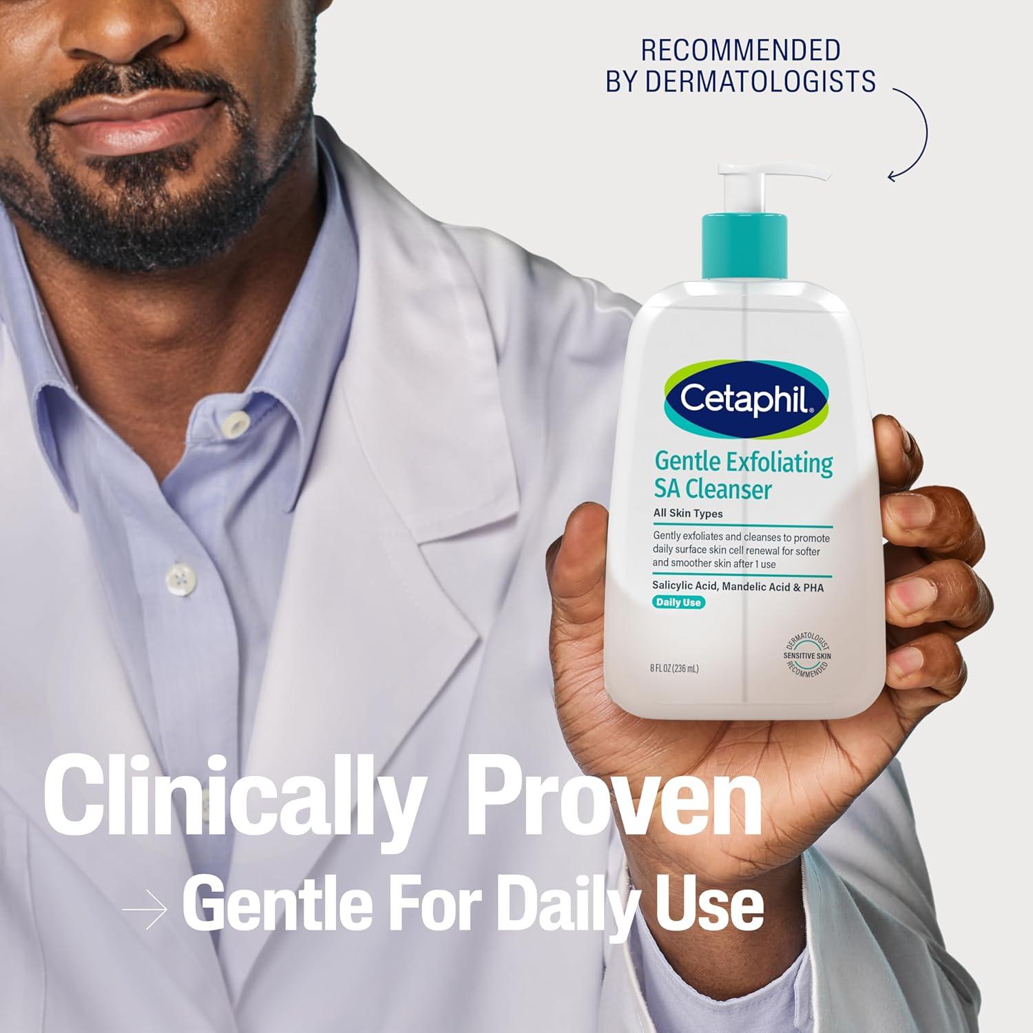 Cetaphil Gentle Exfoliating SA Cleanser, Foaming Gel Cleanser for All Skin Types, 8 Oz Pump Bottle, Salicylic Acid, Mandelic Acid & Gluconolactone, Gently Exfoliates, Dermatologist Recommended Brand(Unscented)