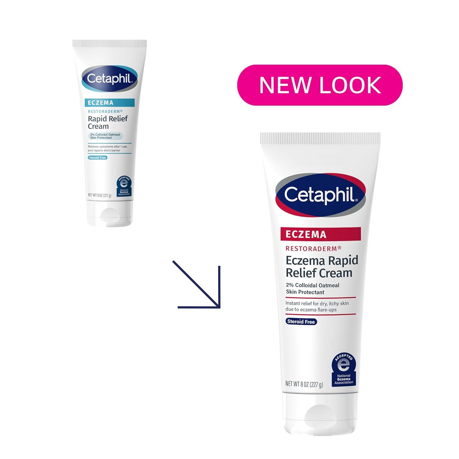 CETAPHIL ECZEMA RESTORADERM FLARE-UP RELIEF CREAM, For Eczema Prone Skin, 8 oz, Barrier Repair, 48 Hour Hydration, 2% Skin Protectant Colloidal Oatmeal, Steroid Free