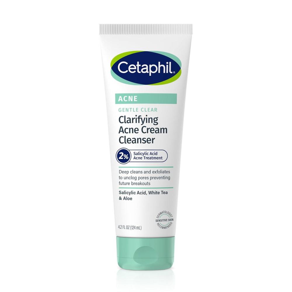 Cetaphil Gentle Clear Complexion-Clearing BPO Acne Cleanser with 2.6% Benzoyl Peroxide, Creamy and Soothing for Sensitive Skin, Suitable for All Skin Types, 4.2oz(NEW  4.2oz)