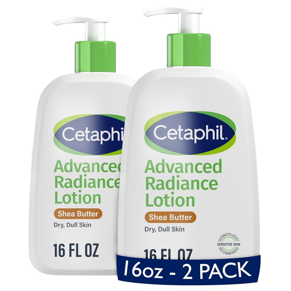 Cetaphil Body Lotion, Advanced Radiance Lotion with Shea Butter for Dry, Sensitive Skin, 16 oz, Pack of 2, Fragrance Free, Hypoallergenic, Non-Comedogenic(Shea Butter)