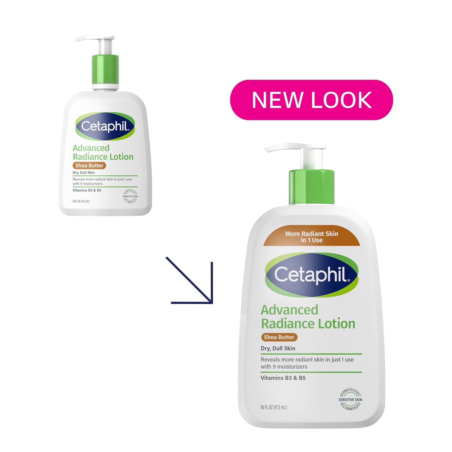 Cetaphil Body Lotion, Advanced Radiance Lotion with Shea Butter for Dry, Sensitive Skin, 16 oz, Pack of 2, Fragrance Free, Hypoallergenic, Non-Comedogenic(Shea Butter)