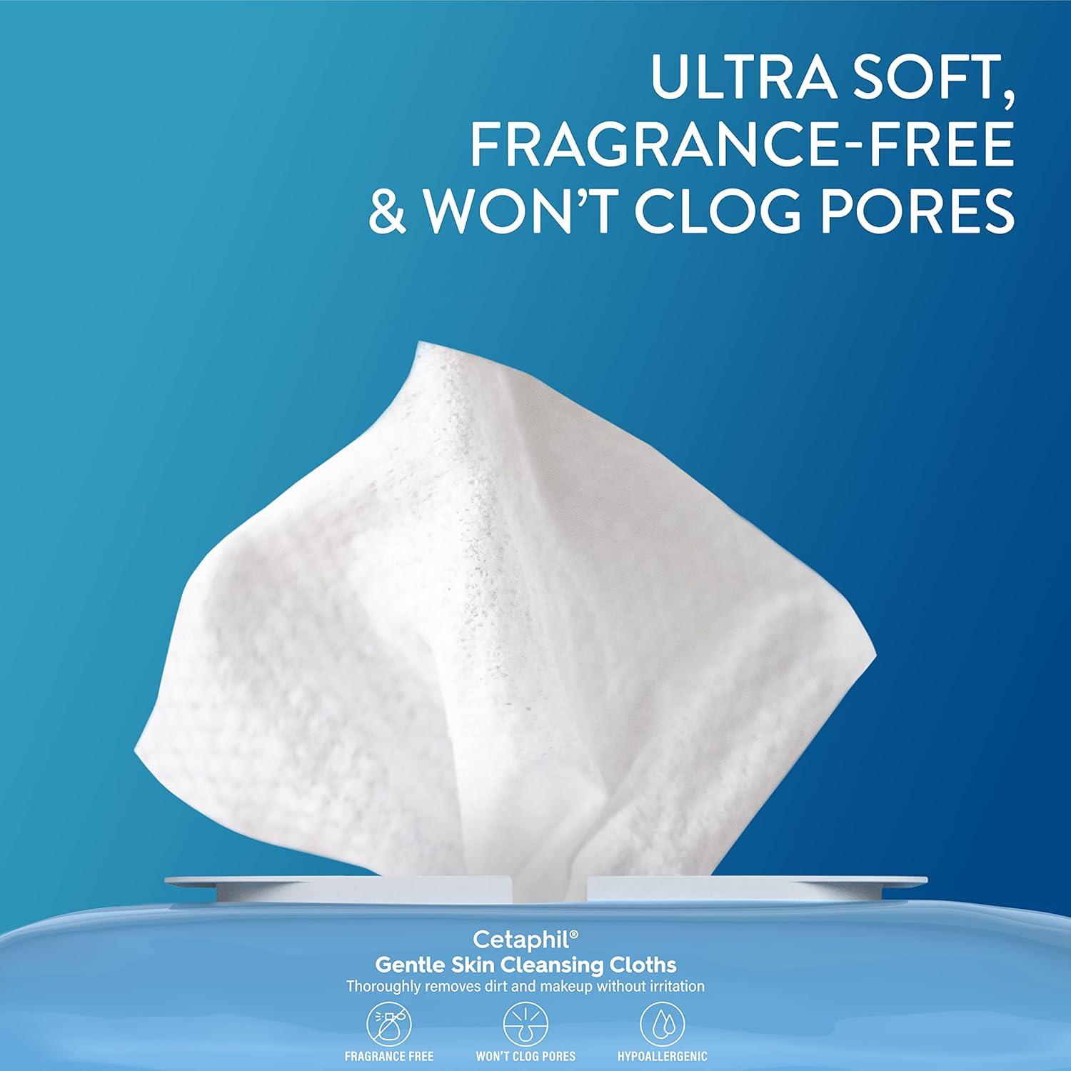 Cetaphil Face and Body Wipes, Gentle Skin Cleansing Cloths, 50 Count, Twin Pack, for Dry, Sensitive Skin, Flip Top Closure, Great for the Gym, Travel, in the Car, Hypoallergenic, Fragrance Free(OLD Face Wipes (Pack of 2))