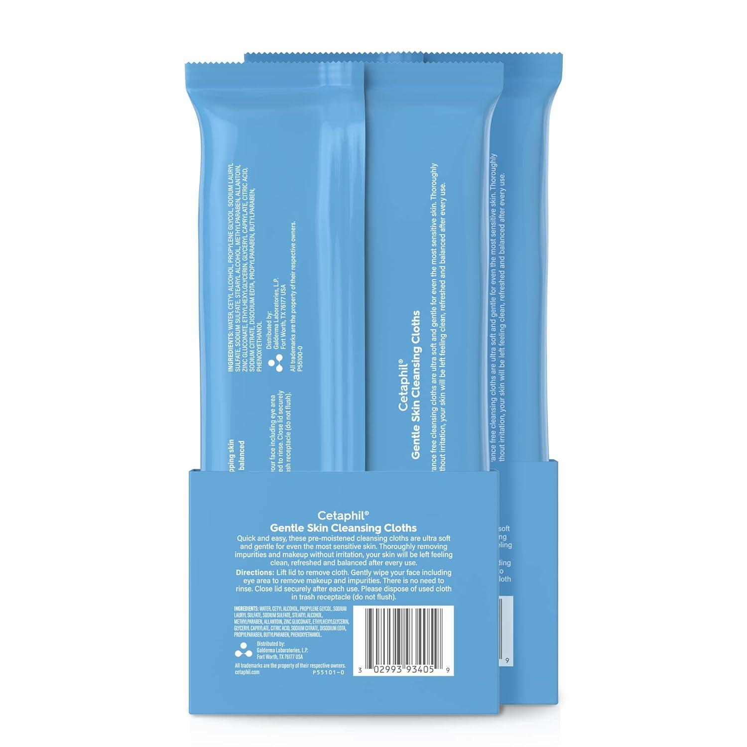 Cetaphil Face and Body Wipes, Gentle Skin Cleansing Cloths, 50 Count, Twin Pack, for Dry, Sensitive Skin, Flip Top Closure, Great for the Gym, Travel, in the Car, Hypoallergenic, Fragrance Free(OLD Face Wipes (Pack of 2))