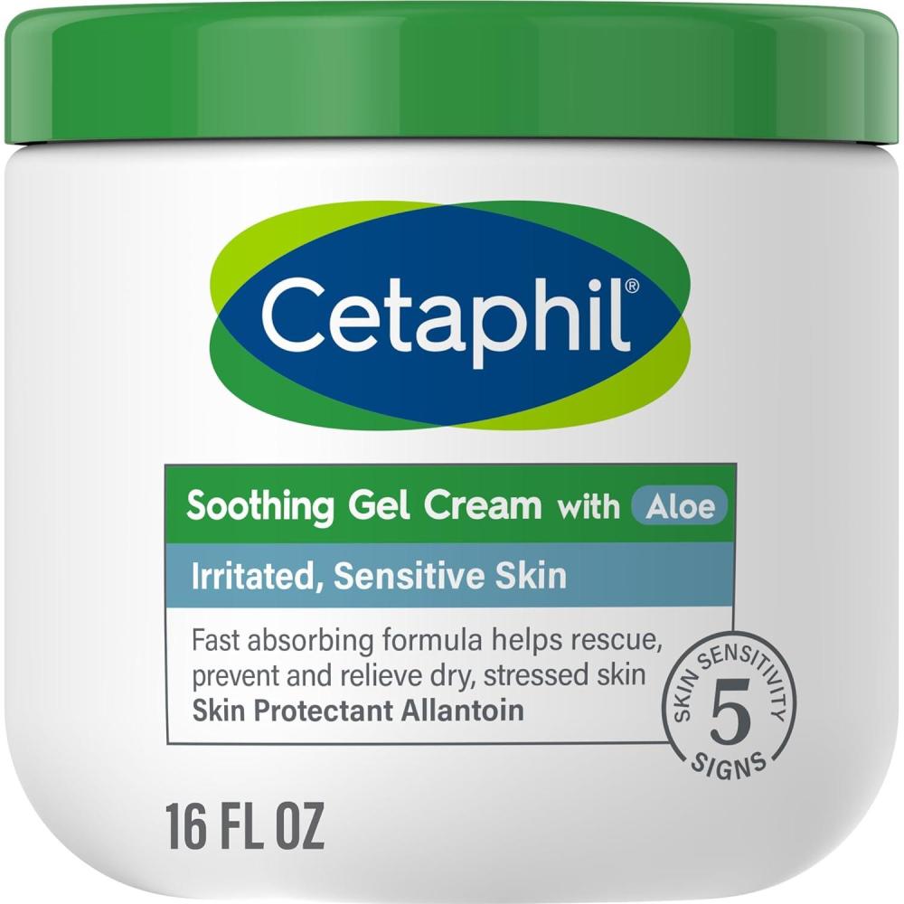 Cetaphil Soothing Gel-Cream with Aloe Instantly Soothes and Hydrates Sensitive Skin, Fragrance and Paraben Free, 8 oz(16 Ounce (Pack of 1))