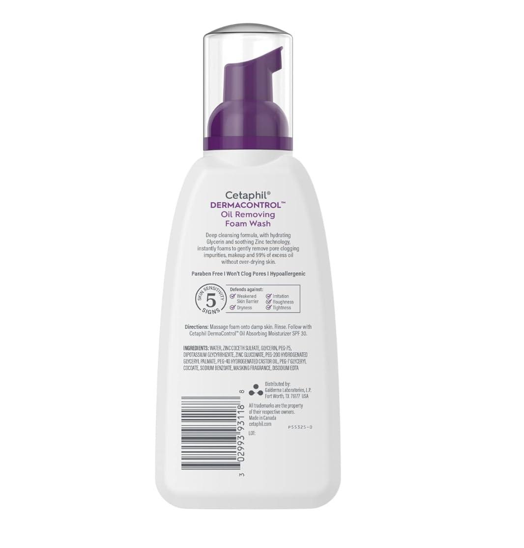 Oil Control Wash & SPF Set, Oil Removing Foam Wash (8 oz) 3 Pack & Oil Absorbing Moisturizer with SPF 30 (4 oz) For Sensitive Oily Skin, Reduces Shine, No Added Fragrance