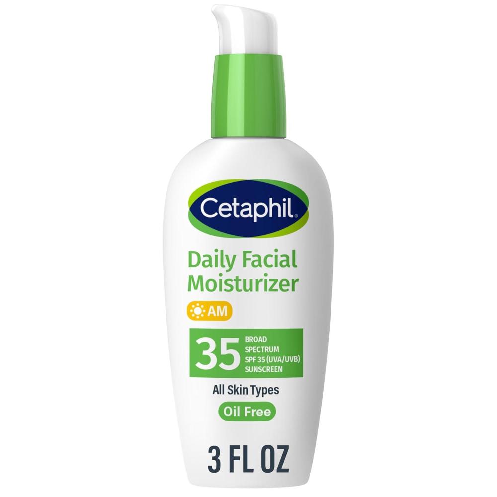 Cetaphil Face Moisturizer, Daily Oil Free Facial Moisturizer with SPF 35, For Dry or Oily Combination Sensitive Skin, Fragrance Free Face Lotion(3 Fl Oz (Pack of 1))