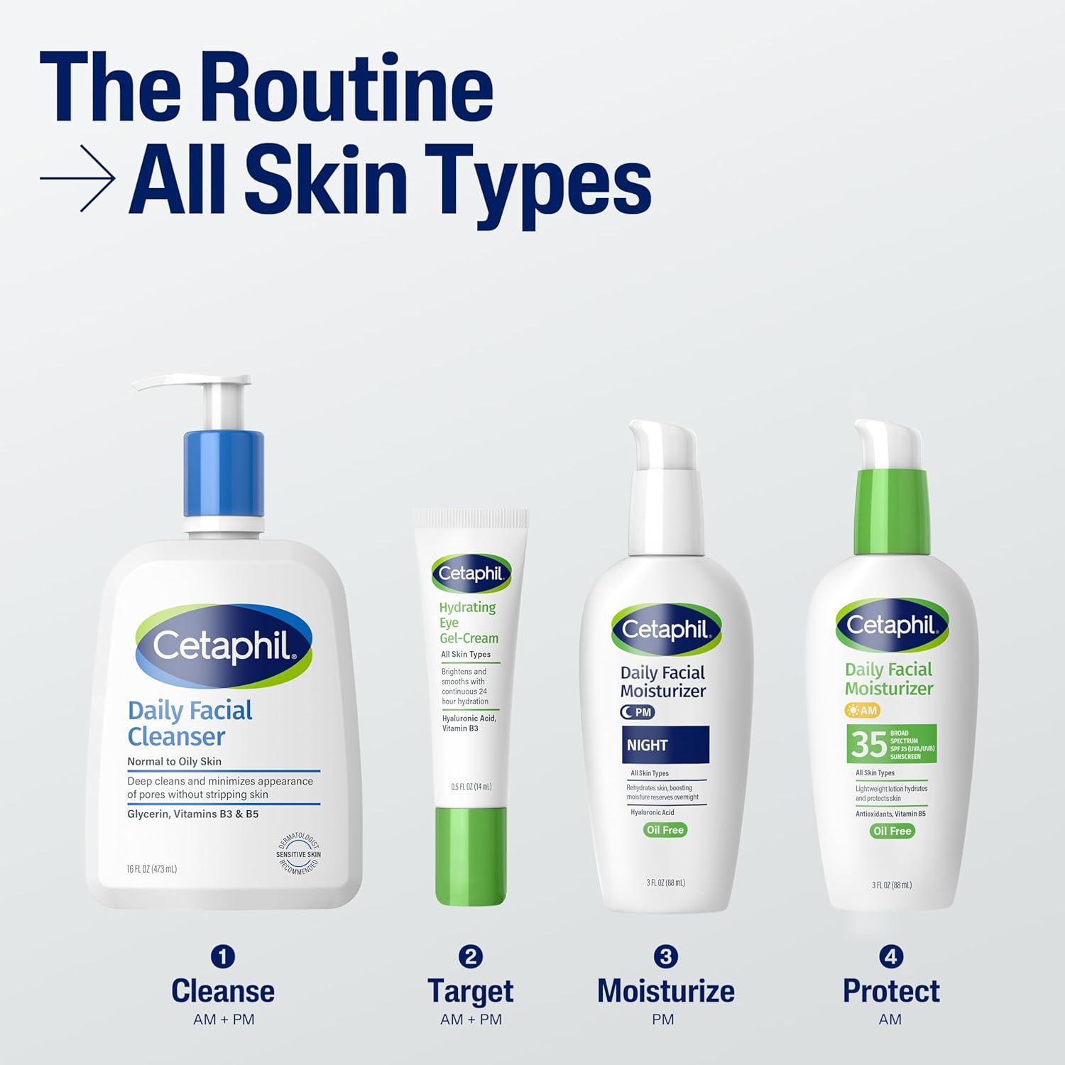 Cetaphil Face Moisturizer, Daily Oil Free Facial Moisturizer with SPF 35, For Dry or Oily Combination Sensitive Skin, Fragrance Free Face Lotion(3 Fl Oz (Pack of 1))
