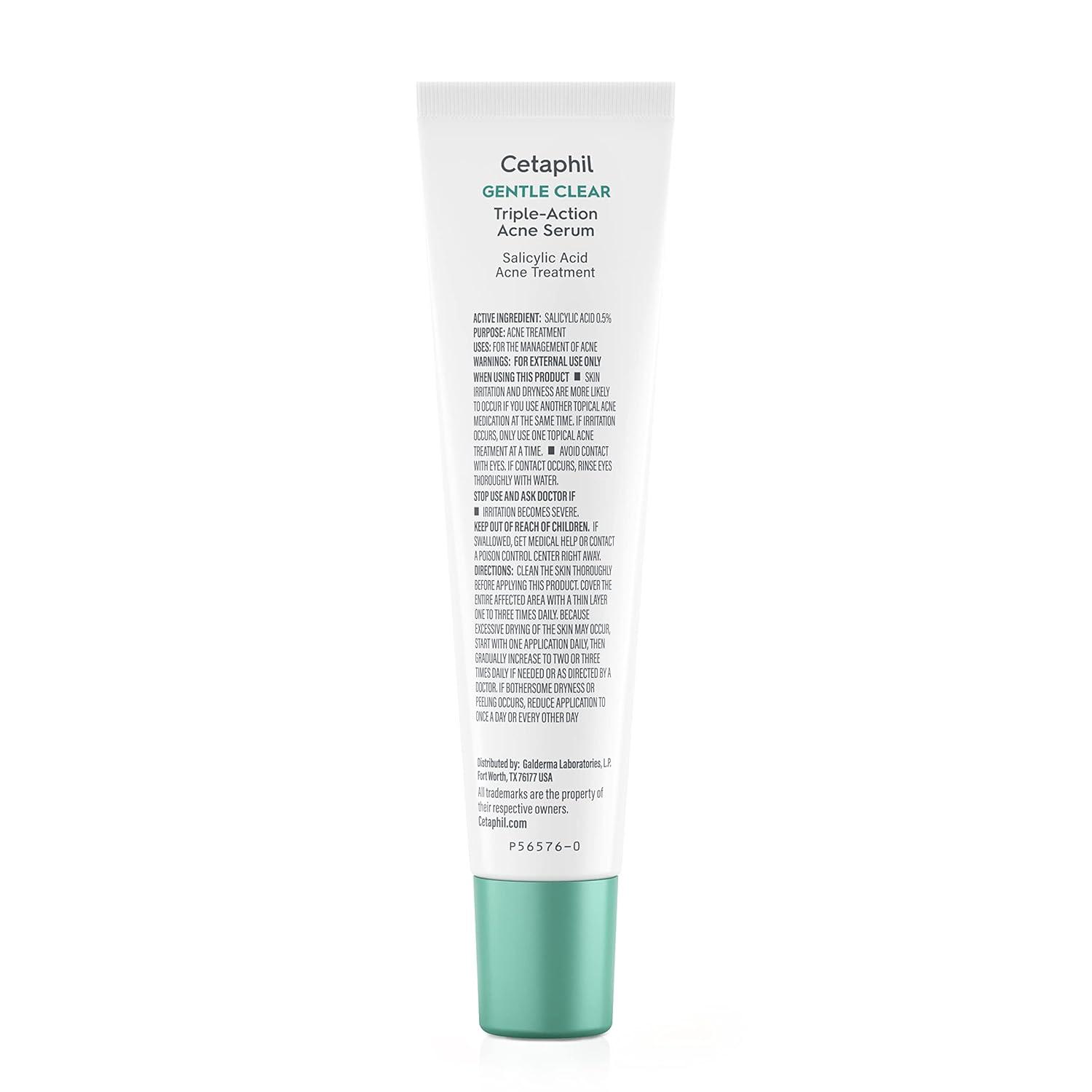 Cetaphil Gentle Clear Complexion-Clearing BPO Acne Cleanser with 2.6% Benzoyl Peroxide, Creamy and Soothing for Sensitive Skin, Suitable for All Skin Types, 4.2oz(Serum)
