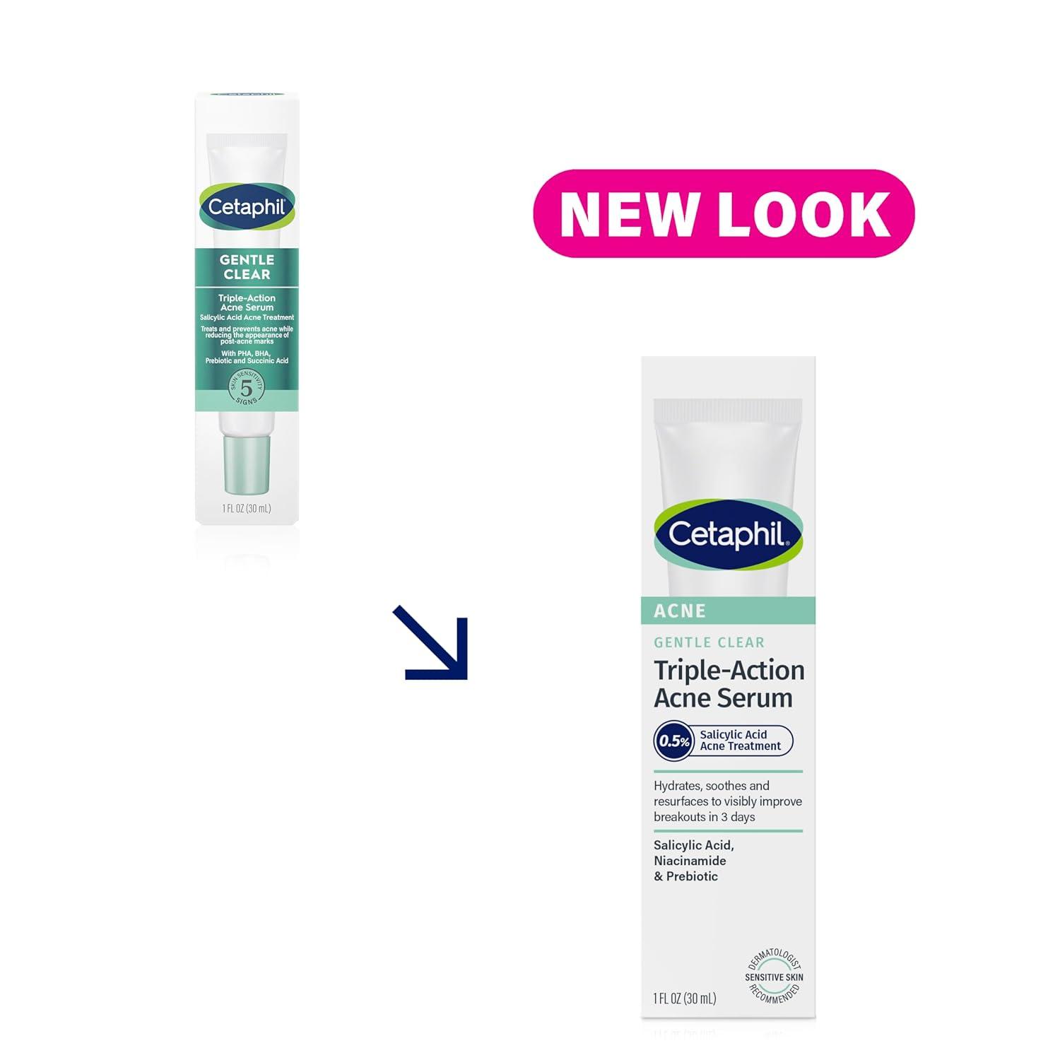 Cetaphil Gentle Clear Complexion-Clearing BPO Acne Cleanser with 2.6% Benzoyl Peroxide, Creamy and Soothing for Sensitive Skin, Suitable for All Skin Types, 4.2oz(Serum)