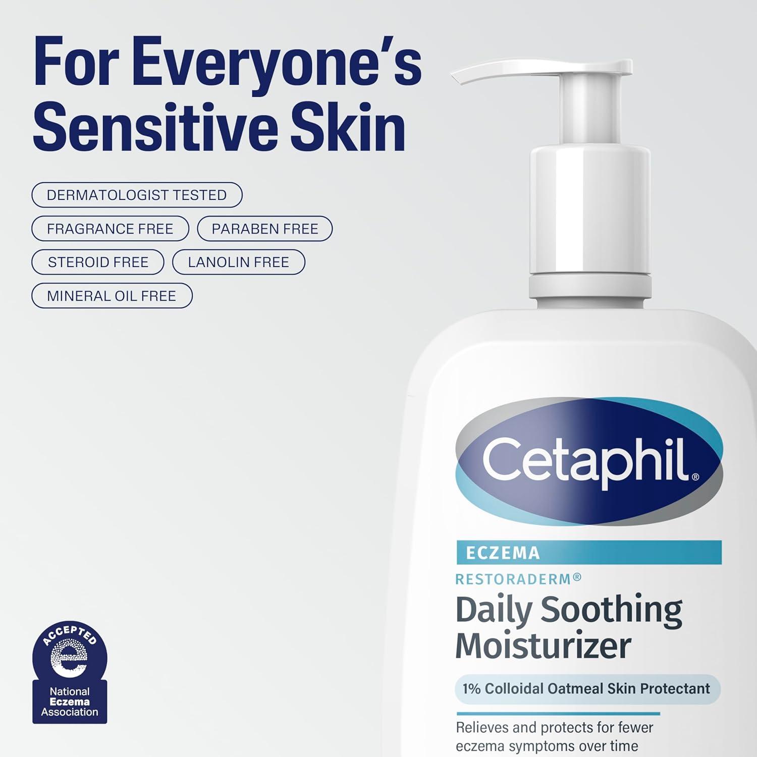 CETAPHIL RESTORADERM Soothing Moisturizer, For Eczema Prone Skin, 10 fl oz, For Dry, Itchy, Irritated Skin, 24Hr Hydration, No Added Fragrance, Doctor Recommended Sensitive Skincare Brand(Unscented)