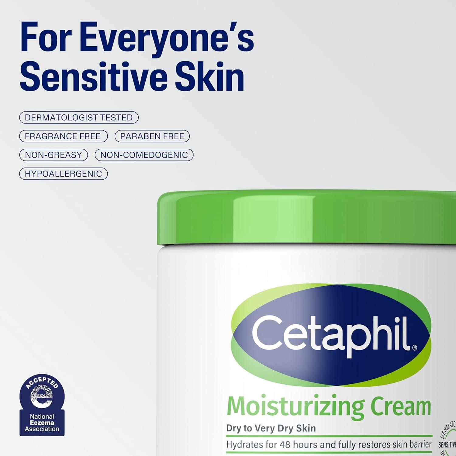 Cetaphil Face & Body Moisturizer, Hydrating Moisturizing Cream for Dry to Very Dry, Sensitive Skin, NEW 20 oz, Fragrance Free, Non-Comedogenic, Non-Greasy (Packaging May Vary)(Fragrance Free)