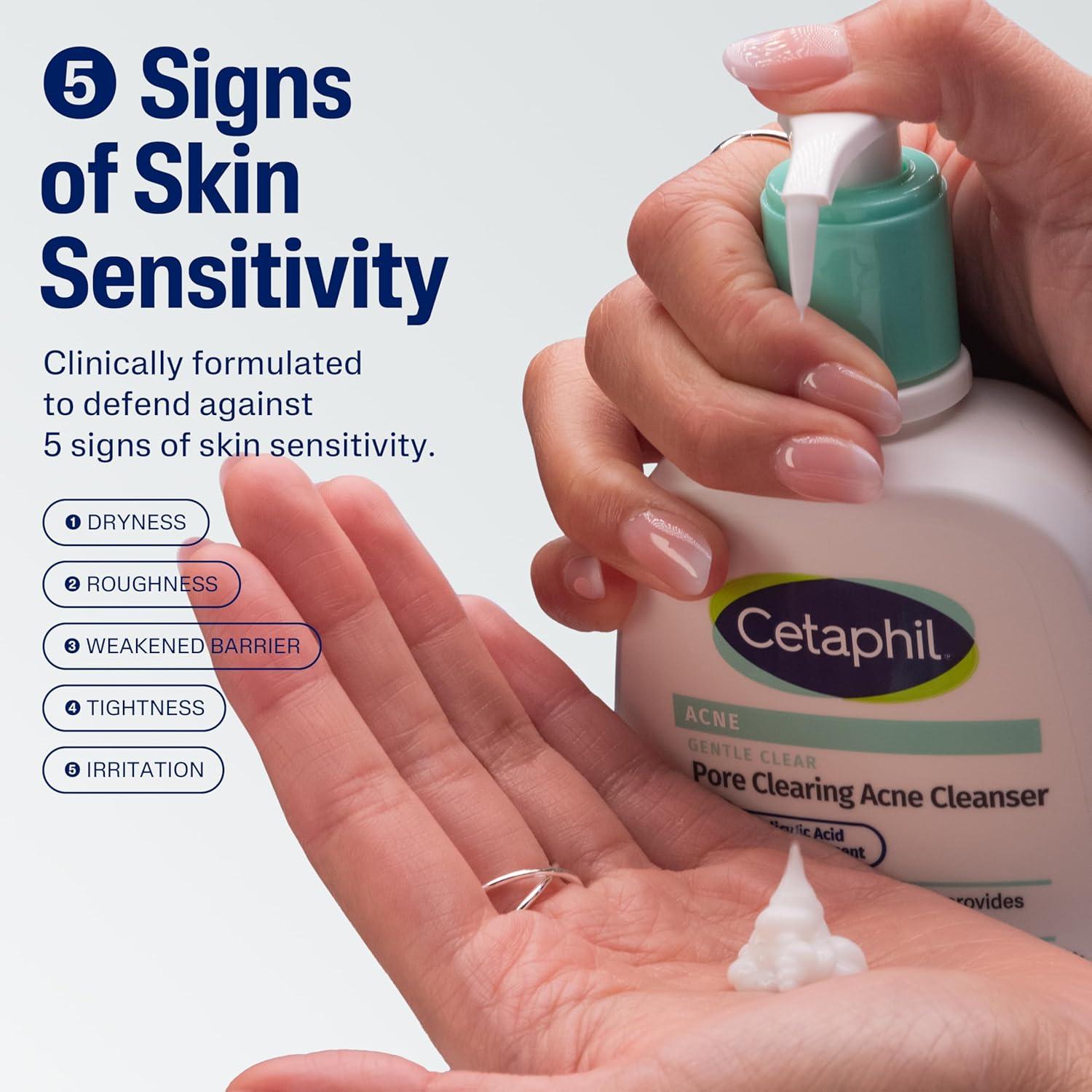 Cetaphil Gentle Clear Pore Clearing Acne Cleanser, Foaming Gel Cleanser for Sensitive, Acne-Prone Skin, 8 Fl Oz Pump Bottle, 2% Salicylic Acid, Gently Exfoliates, Dermatologist Recommended Brand