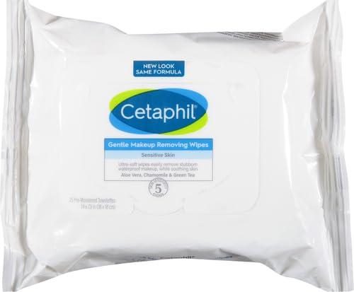 Cetaphil Face and Body Wipes, Gentle Skin Cleansing Cloths, 50 Count, Twin Pack, for Dry, Sensitive Skin, Flip Top Closure, Great for the Gym, Travel, in the Car, Hypoallergenic, Fragrance Free(25 Count (Pack of 12))