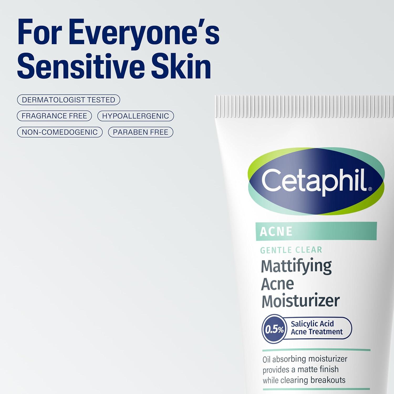 Cetaphil Gentle Clear Complexion-Clearing BPO Acne Cleanser with 2.6% Benzoyl Peroxide, Creamy and Soothing for Sensitive Skin, Suitable for All Skin Types, 4.2oz(Moisturizer)