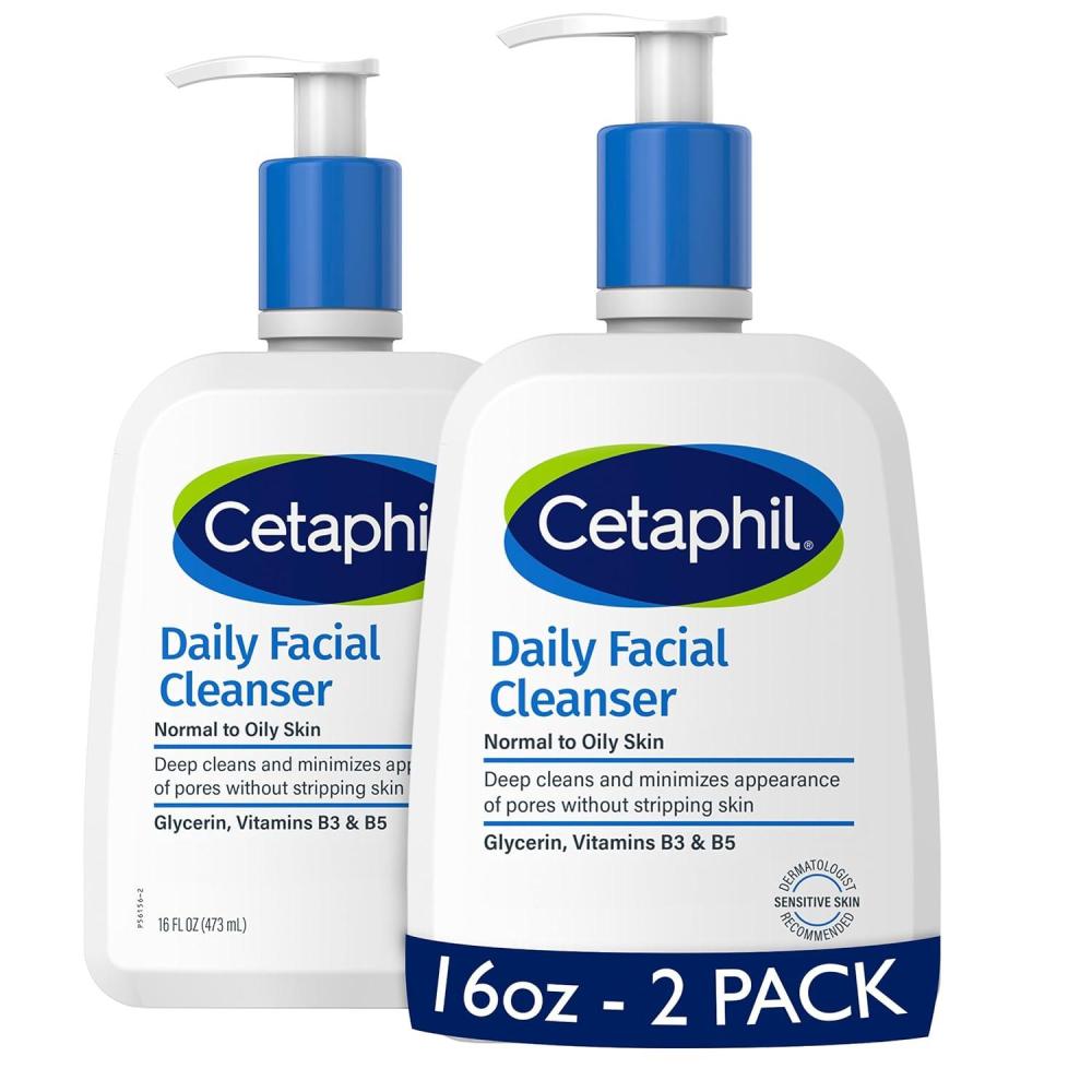 Cetaphil Face Wash, Daily Facial Cleanser for Sensitive, Combination to Oily Skin, 20 oz, Gentle Foaming, Soap Free, Hypoallergenic(16oz (Pack of 2))