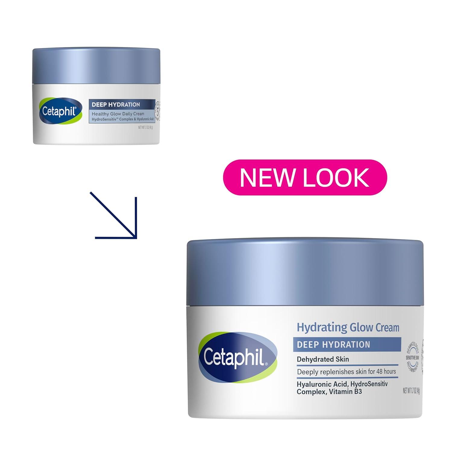Cetaphil Deep Hydration Healthy Glow Daily Face Cream, 1.7 oz, 48 Hour Dry Skin Face Moisturizer for Sensitive Skin, With Hyaluronic Acid, Vitamin E & Vitamin B5(1.7 Ounce (Pack of 1))
