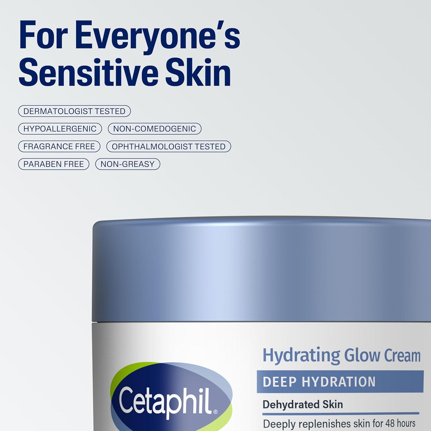 Cetaphil Deep Hydration Healthy Glow Daily Face Cream, 1.7 oz, 48 Hour Dry Skin Face Moisturizer for Sensitive Skin, With Hyaluronic Acid, Vitamin E & Vitamin B5(1.7 Ounce (Pack of 1))