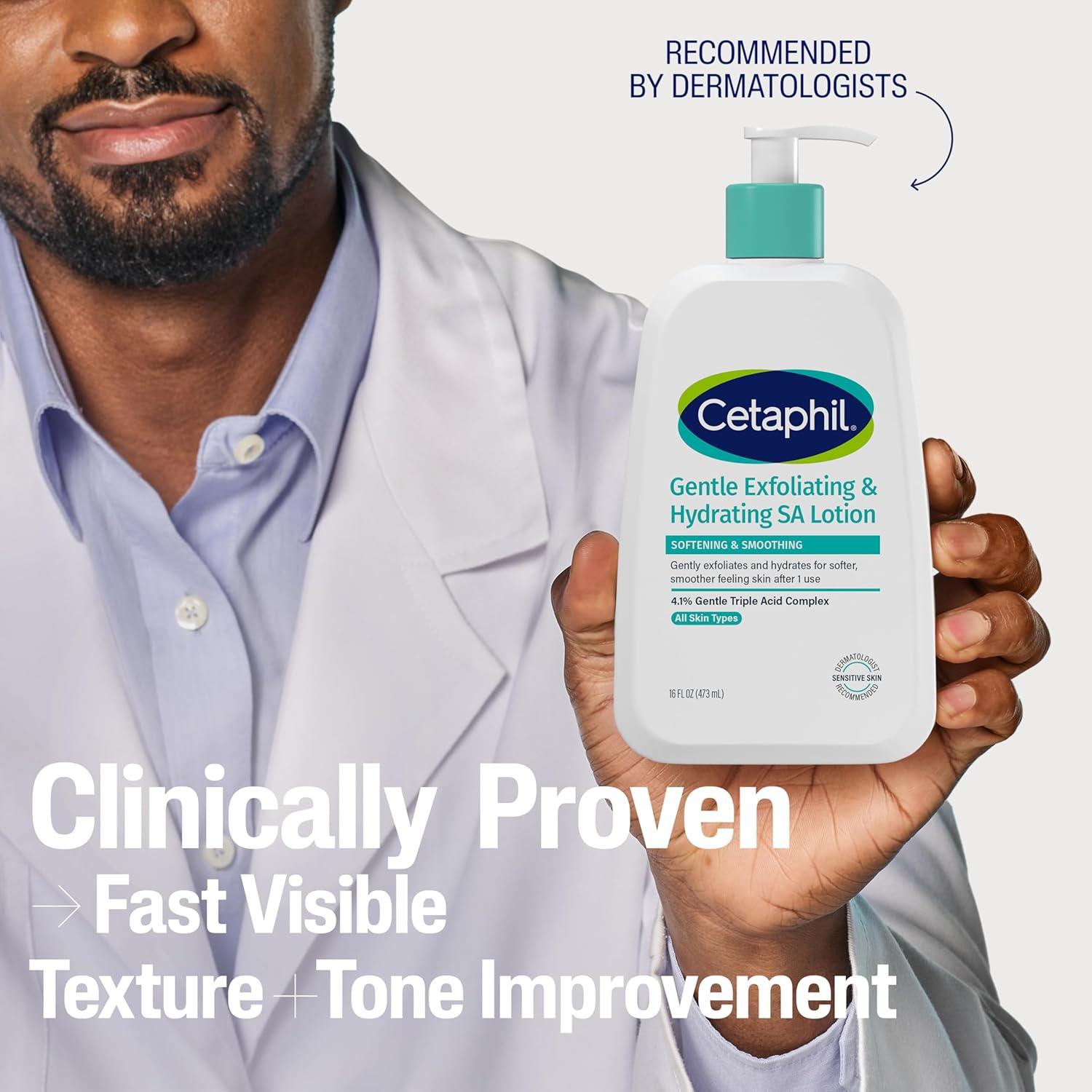 Cetaphil Gentle Exfoliating SA Lotion, Lightweight Moisturizer for All Skin Types, 8 Oz Pump Bottle, Salicylic Acid, Mandelic Acid & Gluconolactone, Gently Exfoliates, Dermatologist Recommended Brand(16 Fl Oz (Pack of 1))