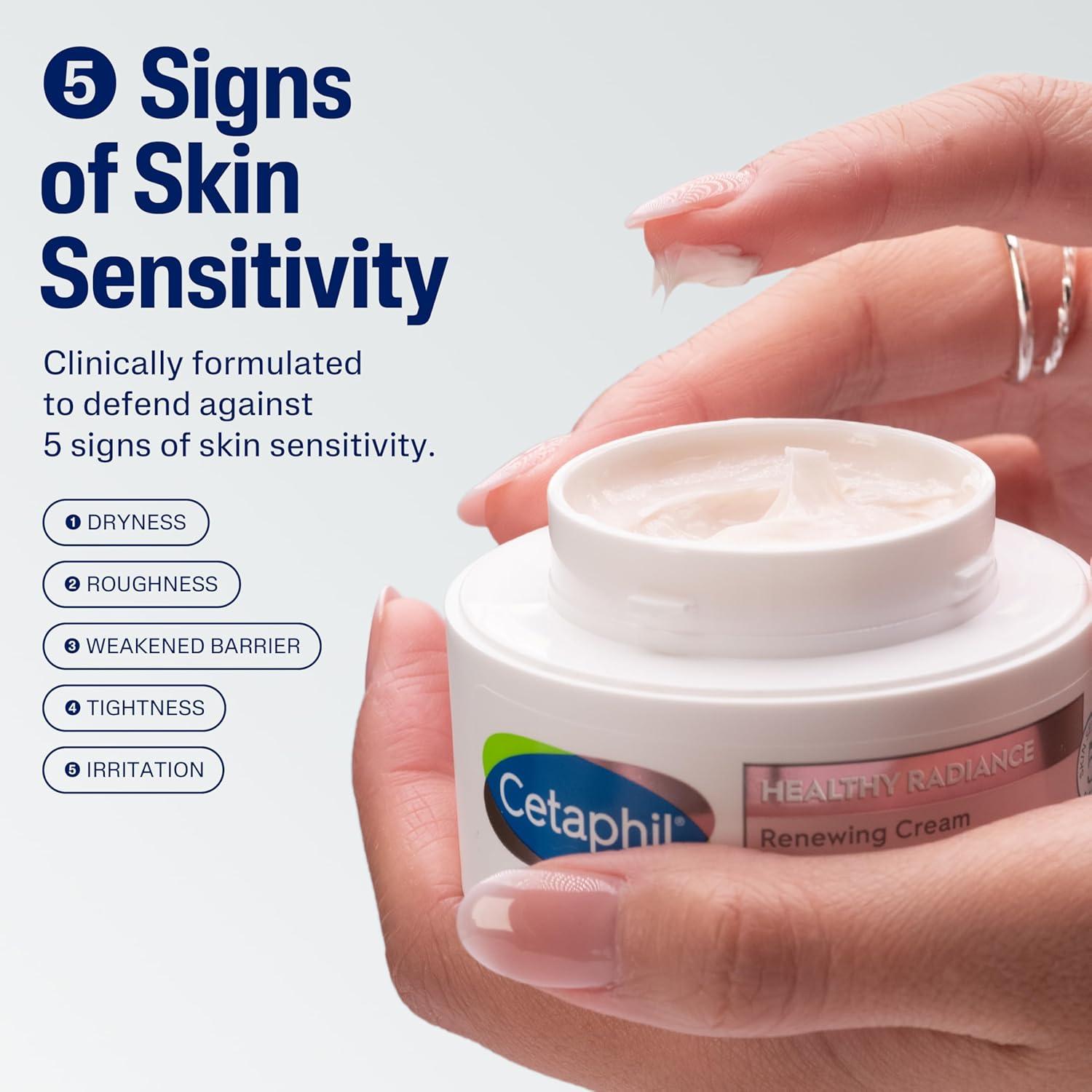 Cetaphil Face Cream, Healthy Radiance Renewing Cream, Visibly Reduces Look of Dark Spots, Brightening Lotion, Designed for Sensitive Skin, Hypoallergenic, Fragrance Free, 1.7oz
