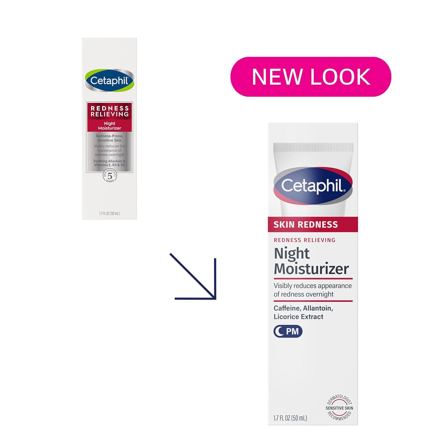 Cetaphil Night Cream, Redness Relieving Night Moisturizer for Face, 1.7 fl oz, For Dry, Redness-Prone Skin, Hypoallergenic, Fragrance Free