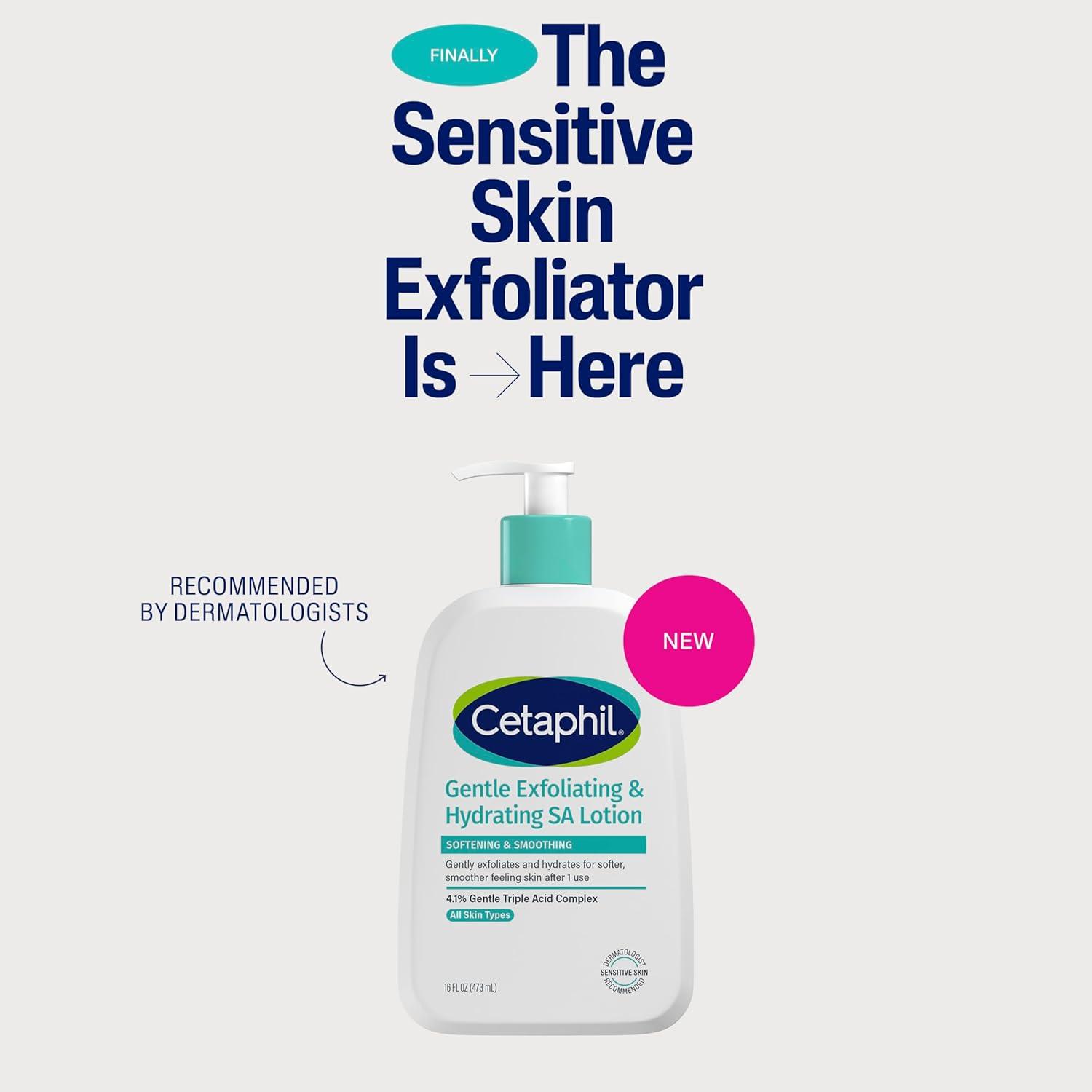 Cetaphil Gentle Exfoliating SA Lotion, Lightweight Moisturizer for All Skin Types, 8 Oz Pump Bottle, Salicylic Acid, Mandelic Acid & Gluconolactone, Gently Exfoliates, Dermatologist Recommended Brand(8 Fl Oz (Pack of 1))
