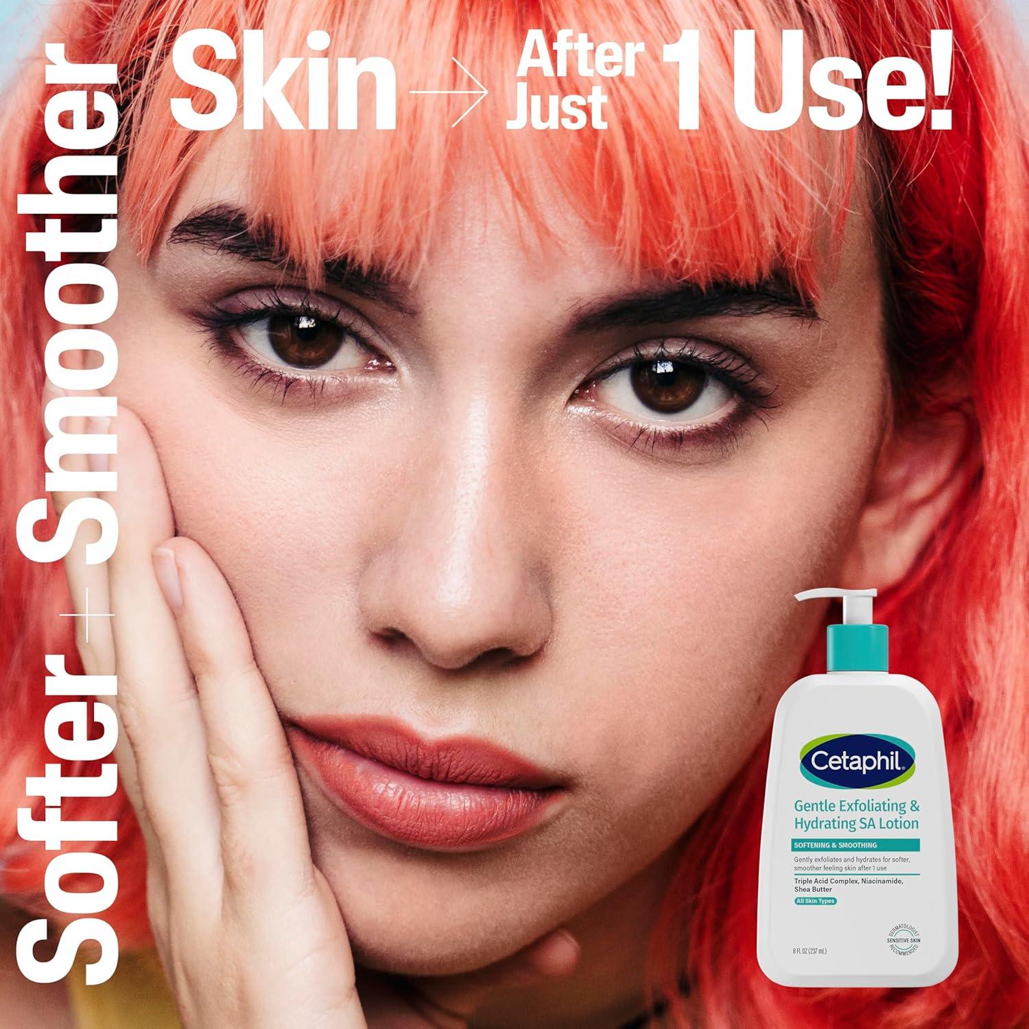 Cetaphil Gentle Exfoliating SA Lotion, Lightweight Moisturizer for All Skin Types, 8 Oz Pump Bottle, Salicylic Acid, Mandelic Acid & Gluconolactone, Gently Exfoliates, Dermatologist Recommended Brand(8 Fl Oz (Pack of 1))