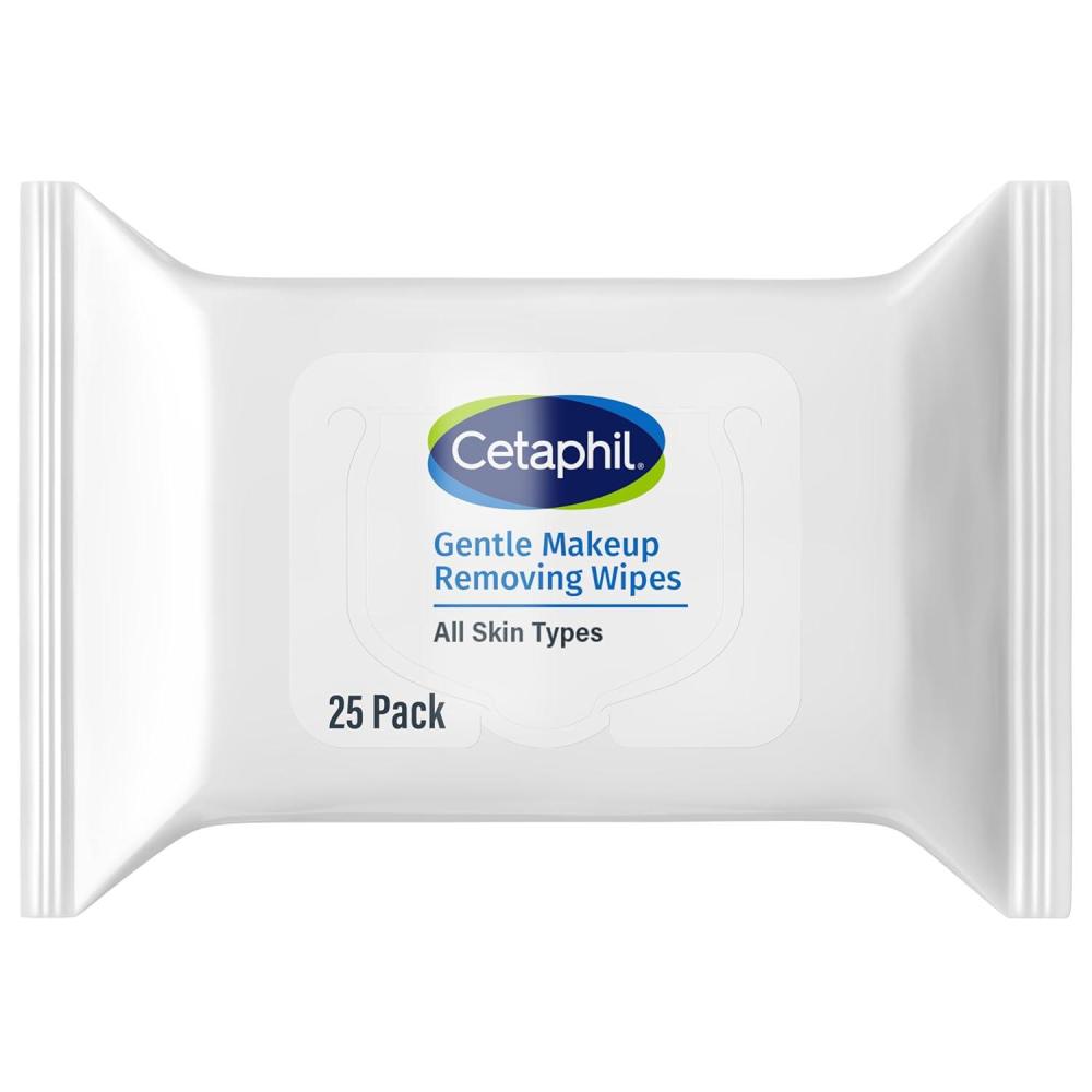 Cetaphil Gentle Waterproof Makeup Remover, Oil-Free Formula Suitable for Sensitive Skin, 6.0 Fluid Ounce(25 Count (Pack of 12))
