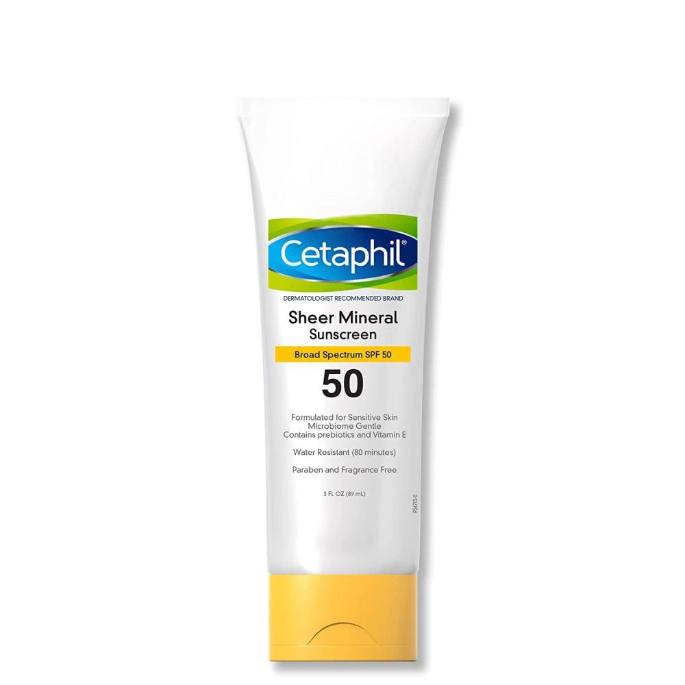 Cetaphil Sheer Mineral Sunscreen Stick for Face & Body, 0.5oz, 100% UVA/UVB Mineral Sunscreen: Zinc Oxide & Titanium Dioxide, Broad Spectrum SPF 50, For Sensitive Skin(SPF 50 Lotion)