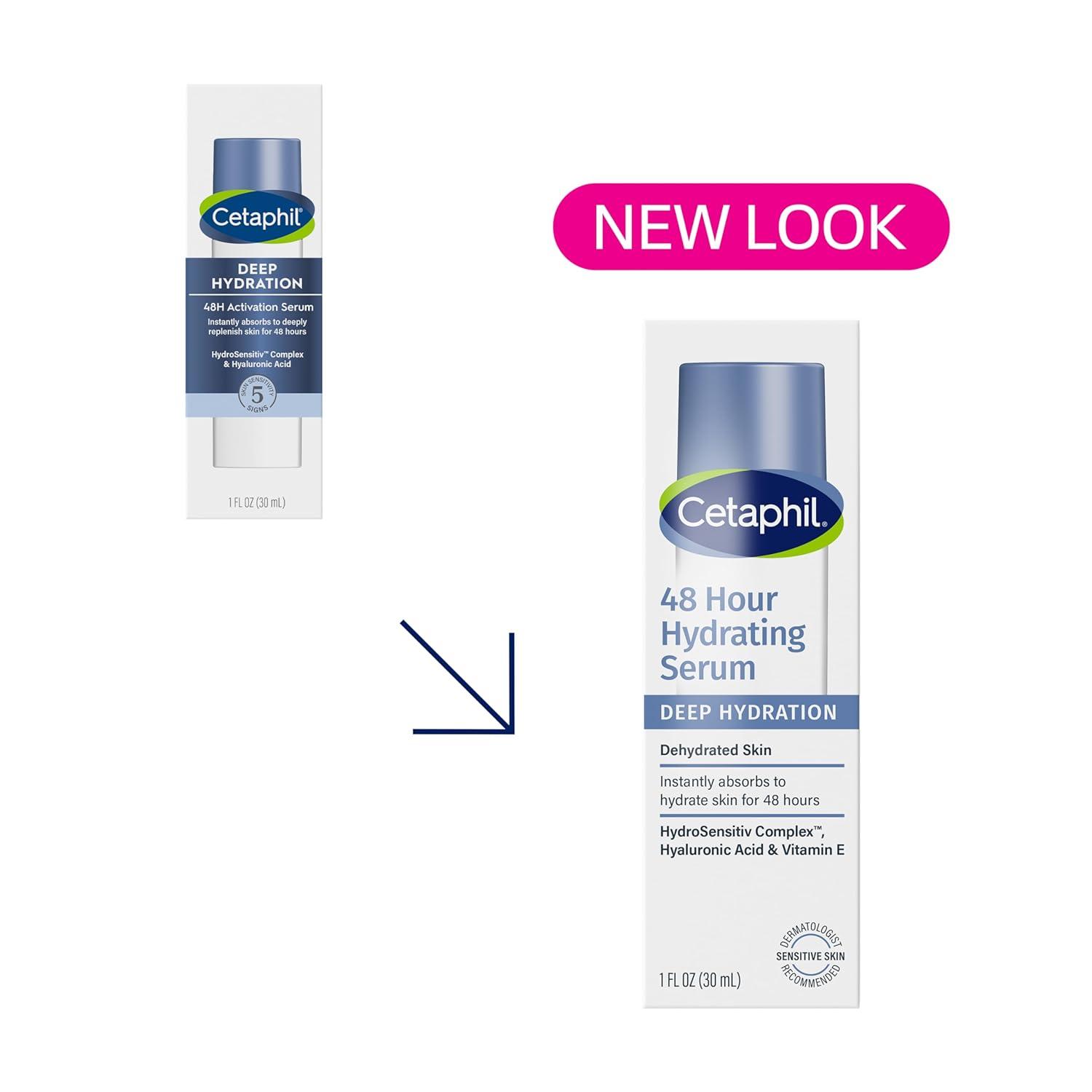Cetaphil Deep Hydration Fragrance Free 48 Hour Activation Serum, 1 Fl oz, 48Hr Dry Skin Face Moisturizer for Sensitive Skin, With Hyaluronic Acid, Vitamin E & B5, Dermatologist Recommended(1 Fl Oz (Pack of 1))