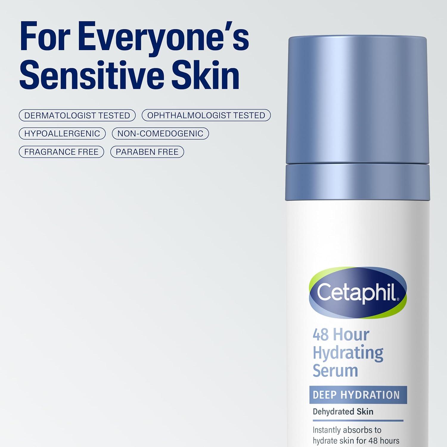 Cetaphil Deep Hydration Fragrance Free 48 Hour Activation Serum, 1 Fl oz, 48Hr Dry Skin Face Moisturizer for Sensitive Skin, With Hyaluronic Acid, Vitamin E & B5, Dermatologist Recommended(1 Fl Oz (Pack of 1))