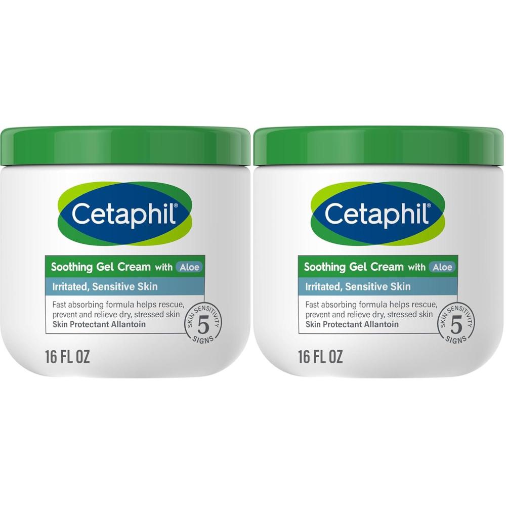 Cetaphil Soothing Gel-Cream with Aloe Instantly Soothes and Hydrates Sensitive Skin, Fragrance and Paraben Free, 8 oz(16 Ounce (Pack of 2))