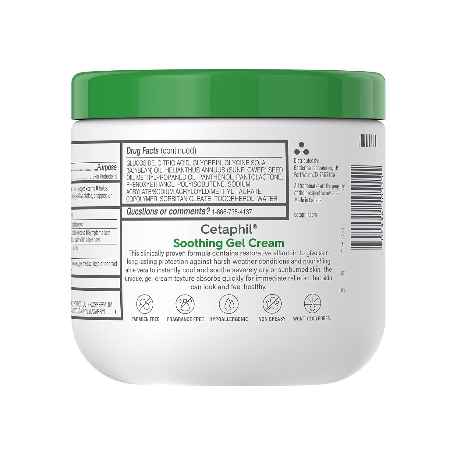 Cetaphil Soothing Gel-Cream with Aloe Instantly Soothes and Hydrates Sensitive Skin, Fragrance and Paraben Free, 8 oz(16 Ounce (Pack of 2))