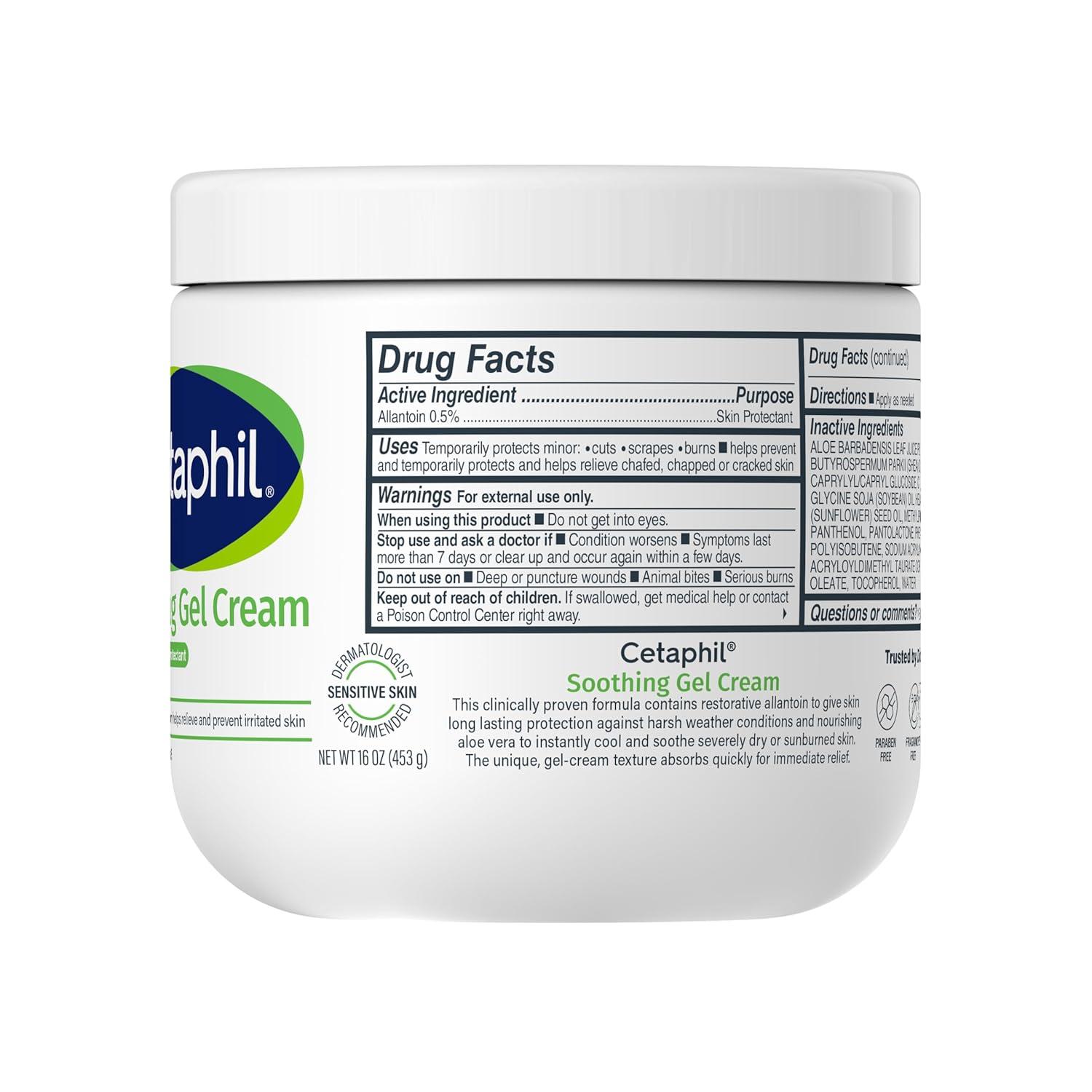 Cetaphil Soothing Gel-Cream with Aloe Instantly Soothes and Hydrates Sensitive Skin, Fragrance and Paraben Free, 8 oz(16 Ounce (Pack of 2))