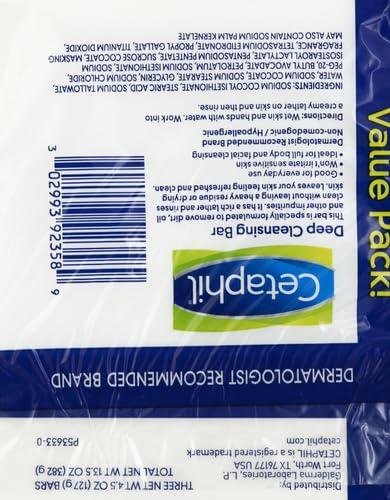 Cetaphil Bar Soap, Deep Cleansing Face and Body Bar, Pack of 3, For Dry to Normal, Sensitive Skin, Soap Free, Hypoallergenic, Paraben Free, Fragrance Free, Removes Makeup, Dirt and Oil(4.5 Ounce (Pack of 18))