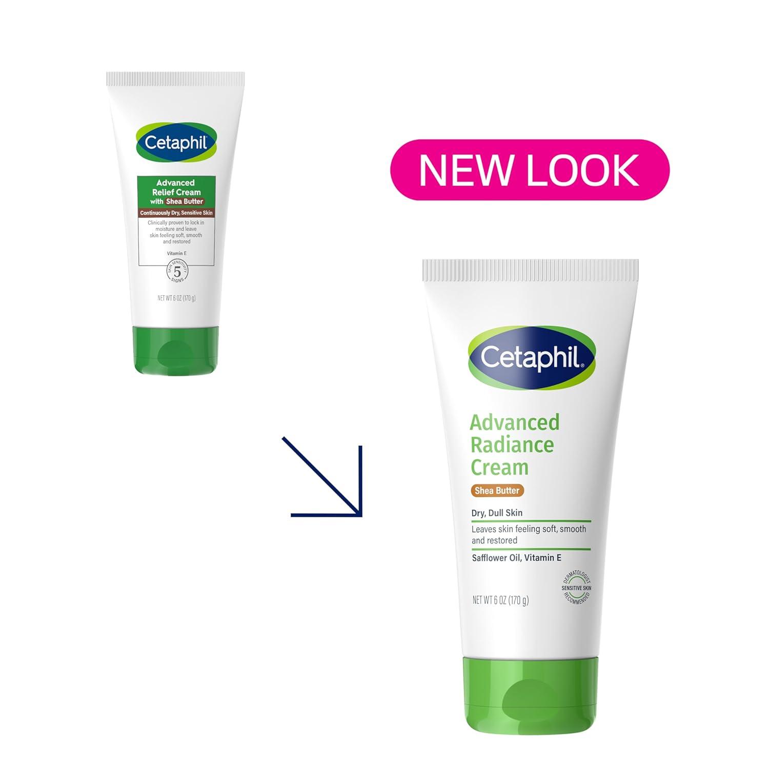 Cetaphil Advanced Radiance Cream with Shea Butter, 6 oz, For Dry, Dull Skin, More Radiant Skin, 48 Hour Hydration, All Skin Tones & Types, Hypoallergenic, Fragrance Free(6 Ounce (Pack of 1))