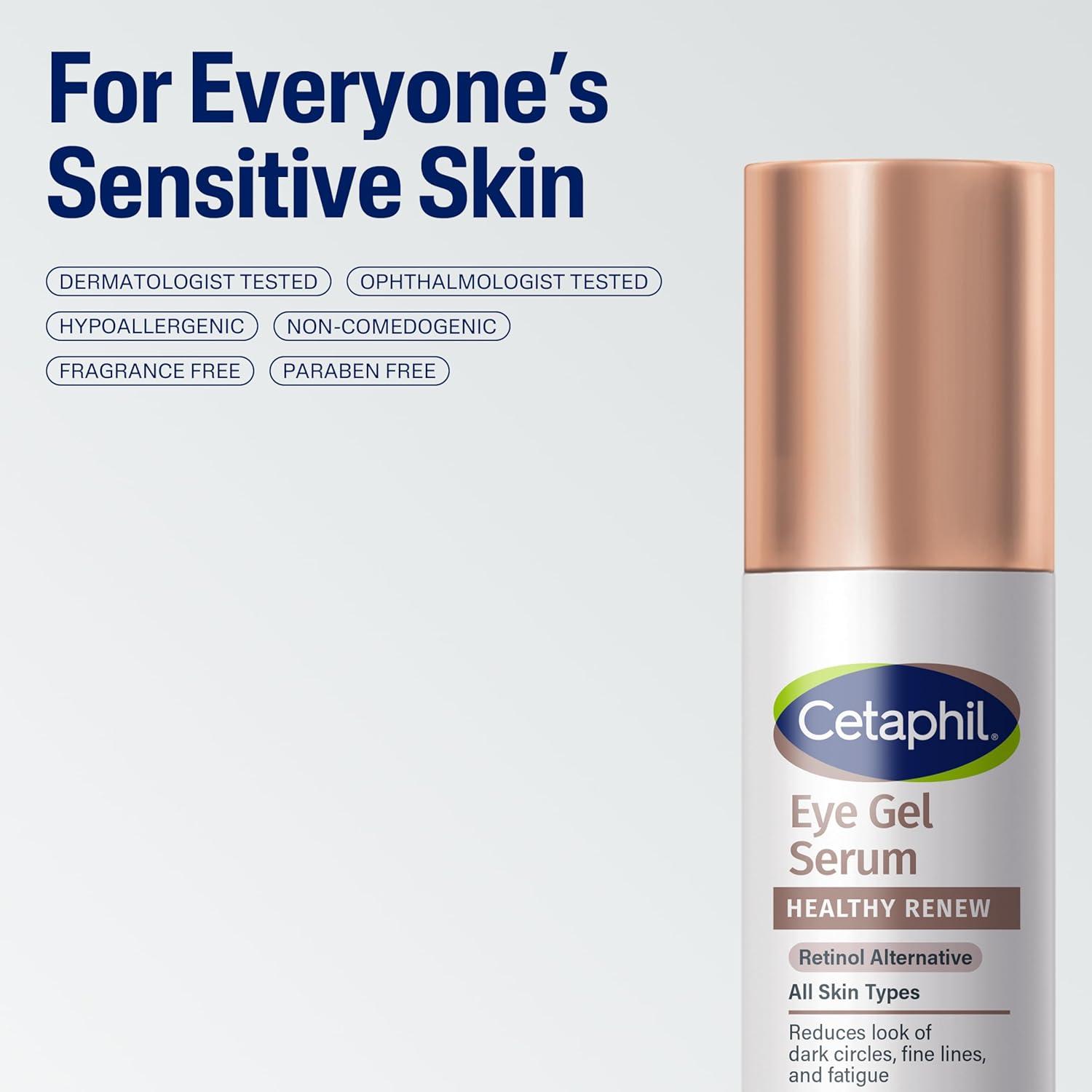 Cetaphil Healthy Renew Hydrating Eye Gel Serum 0.5 Oz, 24Hr Under Eye Cream for Anti Aging, Reduces the Appearance of Dark Circles and Wrinkles, Retinol Alternative Peptide Serum, For Sensitive Skin