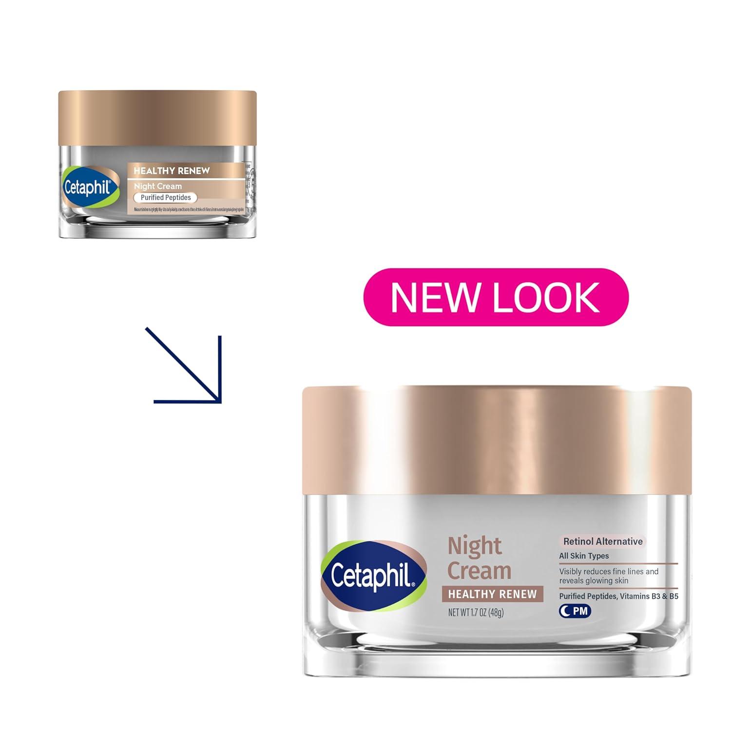 Cetaphil Healthy Renew Skin Tightening Night Cream 1.7 Oz, Wrinkle Repair Cream for Face with Peptides, Retinol Alternative Cream For Sensitive Skin, Fragrance Free